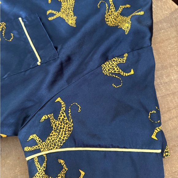 Navy Pajama Set with Yellow Leopard Print - Picture 5 of 5